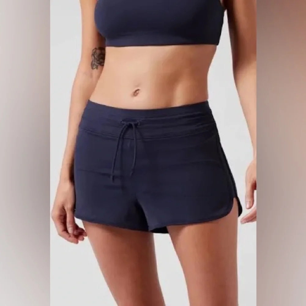 Black Athletic Shorts Tie Waist Gym Running Track Shorts Size 12 Medium Large